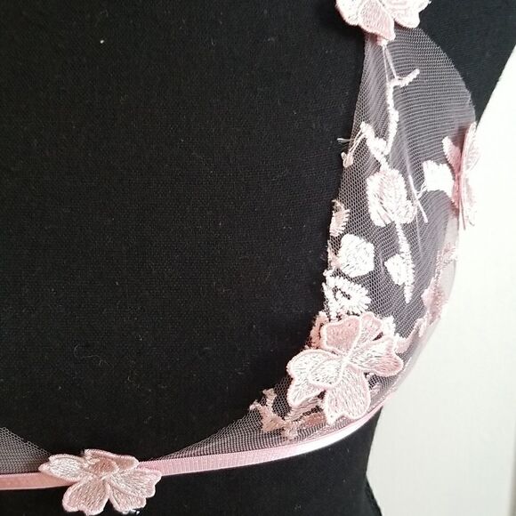 Sexy Pink flower sexy  Bra Lingerie Small - Picture 3 of 10